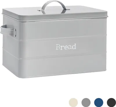 Produktbild von Harbour Housewares Industrielle Brotkasten - Vintage Style Stahl Küche Storage Caddy mit Deckel - Grau