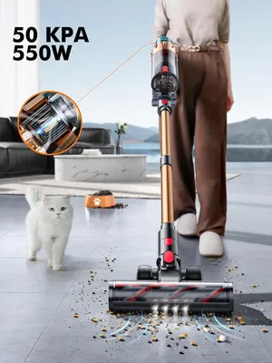 Image de Aspirateur à main sans fil V18, 550W, 50 kPa - Aspirateur cyclonique avec réservoir à poussière de 1,5 L