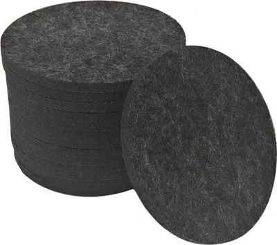 Imagen del producto de 14 posavasos redondos de fieltro para vasos, incluyendo caja. Posavasos de fieltro en color gris oscuro para bebidas, vasos y copas, ideales para bares