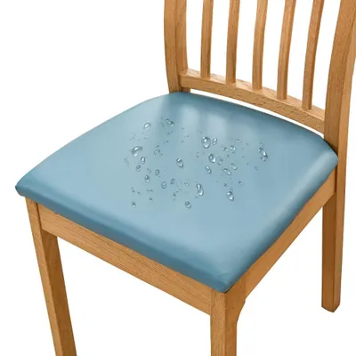 Stuhlbezüge für 6 Stühle, wasserdicht, PU-Leder, Blau