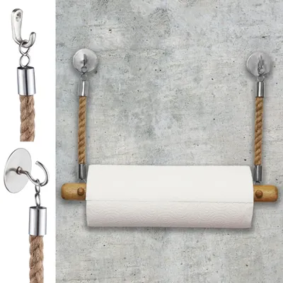 Produktbild von DEKAZIA® Küchenrollenhalter Holz Juteseil | 100%-fest durch Bohren und Schrauben | Küchenrollenhalter Holz | Wandrollenhalter Küche | Küchenpapierhalt