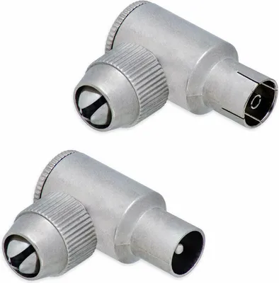 Produktbild von TV Koaxial Stecker Buchse 90° Winkel Adapter Antennenkabel Koaxialkabel IEC Stecker & Buchse 90 Grad (1x Stecker + 1x Buchse)