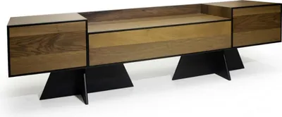 Obrázek produktu pro Hnědý televizní stolek elegantní designový dřevěný lowboard stylový nábytek do obývacího pokoje