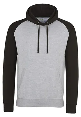 Produktbild von Just Hoods JH009 | Herren Baseball Hoodie /  (WRAP)-e Produktion - Farbe: Heather Grey/Jet Black - Größe: L