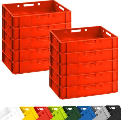 Produktbild von BURI 10 Stück Fleischkiste E1 Lagerkiste 60x40x12,5 cm Metzgerkiste Eurobox aus Deutschland lebensmittelecht, robust, stapelbar