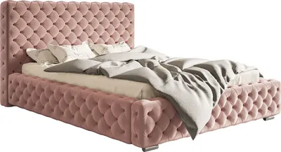 Obrázok produktu pre Čalúnená posteľ 140x200 cm Adonis - Chesterfield, Glamour - Dvojposteľ s úložným priestorom - Ružová (Amor Velvet 4308)
