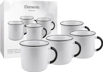 Immagine prodotto di Waechtersbach Becher 4er Set im Geschenkkarton Elements - Black Line, Becherset, Müslibecherset, New Bone China, weiß, 340 ml, 41 5 971 8000