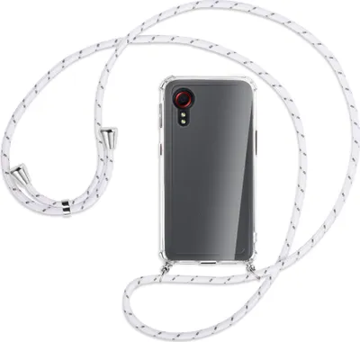 Produktbild von Handykette Backcover-Schutzhülle mit Band (Metall silberfarben) für Samsung Galaxy Xcover 5 (G525) - weiß/grau