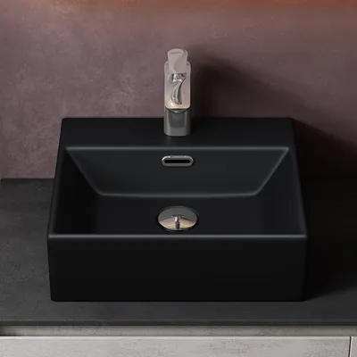 Produktbild von doporro Waschbecken keramik Aufsatzwaschbecken Hängewaschbecken Waschtisch mit Nano-Bechichtung 41x36x13cm in matt schwarz Brüssel206