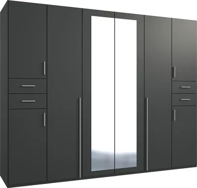 Produktbild von Schlafzimmer Kleiderschrank mit 270 cm Breite in graphit, 8 Türen & 4 Schubladen - VENLO-43