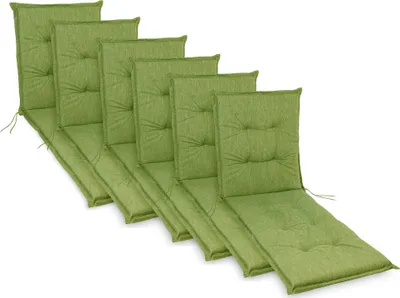 Produktbild von sunnypillow 6 Stück Liegenauflage 190 x 60 Auflage Polster für Gartenmöbel extra dick 9cm Polsterauflagen für Gartenliege Sonnenliege Liegestuhl Kissen Grün