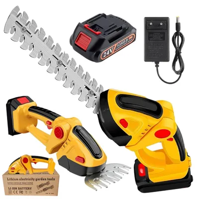 Produktbild von Akku-Heckenschere und Grasschere - 21 V - 2-in-1 - Kabellos - Doppelter Sicherheitsschalter - Verstellbarer Winkel - Elektrisch