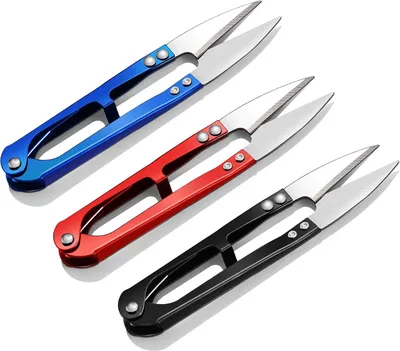 Produktbild von 3 Stück Nähscheren, 4,7 Zoll, U-förmiger Garn- und Fadenschneider, Stickerei, kleine Schere, Trimmer, Schneidezange zum Nähen, Nähen, Basteln, Zubehör, zufällige Farbe, 3 Stück, Schere, Nähmaschinenzubehör, Garnschere, Federgarnschere aus Kohlenstoffstahl, U-förmige Schere, 3er-Pack Fadenscheren, Mini-Nähschere, Perlenstickerei, kleiner Mehrzweck-Fadenschneider, geeignet für die Herstellung von Handarbeiten, Heimwerkerbedarf