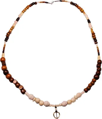 Image de MerryDesign Collier de perles en bois avec pendentif coeur *unique