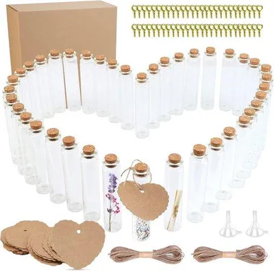 Produktbild von 40 kleine Glasflaschen 25 ml mit Korkverschluss für Geschenke und Dekoration