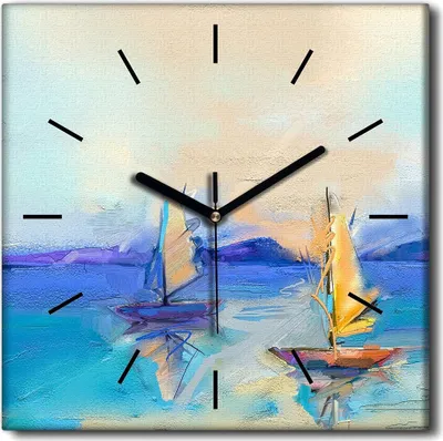 Produktbild von Coloray Uhr auf Leinwand 30x30 cm Wand Uhr Dekoration Wohnzimmer Segeltuch schwarze Hände -Bootswassersee.