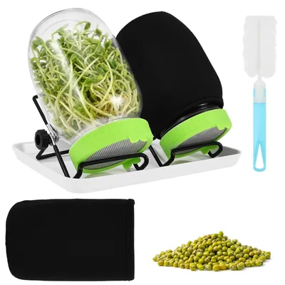 Image de Solidchoice - Ensemble de 2 pots de culture en verre avec couvercles en acier inoxydable et kit de drainage