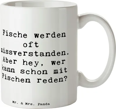 Produktbild von Mr. & Mrs. Panda kakaobecher Spruch Fische Geheimnisse - Weiß - Geschenk, Tierkreiszeichen, Horoskop, Motivtasse, Wasserzeichen, Tasse, Kaffeebecher, lustige Sprüche