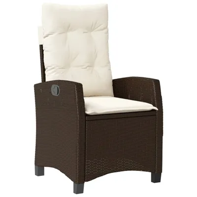 Obrázok produktu pre vidaXL Záhradné kreslo nastaviteľné s vankúšom Brown Poly Rattan