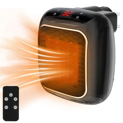 Obrázok produktu pre Mini ventilátorový ohrievač, zásuvka s diaľkovým ovládaním, 1200 W