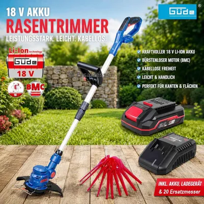 Produktbild von Güde Rasentrimmer RT 18V Akku 2.0 Ah / Ladegerät 18-05 Kantenschneider