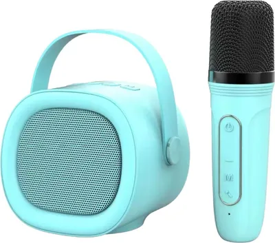 Obrázok produktu pre INF Prenosný Karaoke Bluetooth 5.3 reproduktor s bezdrôtovým mikrofónom Modrá
