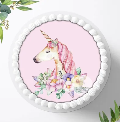 Produktbild von Für die Geburtstags Torte ein Tortenaufleger, Zuckerbild mit dem Motiv: Einhörner, Essbares Foto für Torten, Fondant, Ø 20cm, 0263z