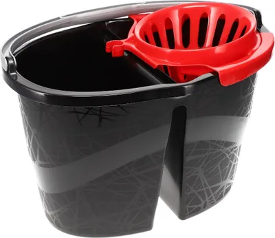 Produktbild von Wischeimer 18 L (2x9 L) Putzeimer mit Presse Zweikammer Zweigeteilter Eimer Bodenwischer Wischeimer mit Auswringfunktion Auswringer
