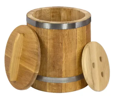 Produktbild von Holzfass 20L zum Einlegen von Gemüse – Traditionelles Gärgefäß aus Eichenholz für Sauerkraut, Gurken und mehr, Einlegefass, Konservierungsfass.