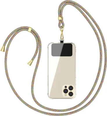 Produktbild von EAZY CASE Universal Handykette geeignet für alle Smartphones, Kette zum Umhängen, Pad mit Kordel, Smartphonekette für Unterwegs, Handyband mit jeder Hülle kombinierbar, Wechselkordel, abnehmbares Armband, mit Karabiner, Rainbow