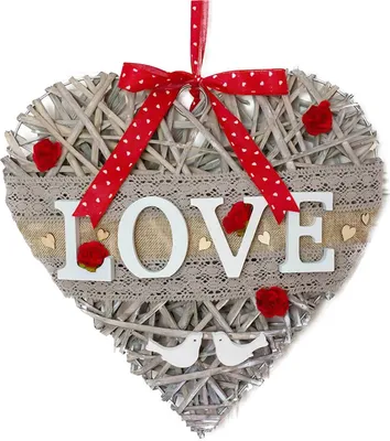 Produktbild von Deko-Hänger Weiden-Herz Rattanherz Dekoration Valentinstag Hochzeit, Variante:Variante 1