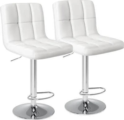 Produktbild von Sweetcrispy Barhocker 2er Set, Moderner Stil Barstuhl Höhenverstellbar 60-80 CM, Metallbeine Bar Hocker, Hocker Küche, Hoch Barhocker mit Lehne(weiß)