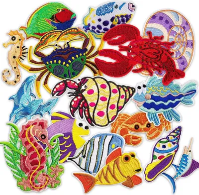 Produktbild von Bügelflicken Kinder, 16 Stück Patches zum Aufbügeln Meerestiere Aufnäher Applikation Flicken Zum Aufbügeln für DIY T-Shirt Jeans Kleidung Taschen