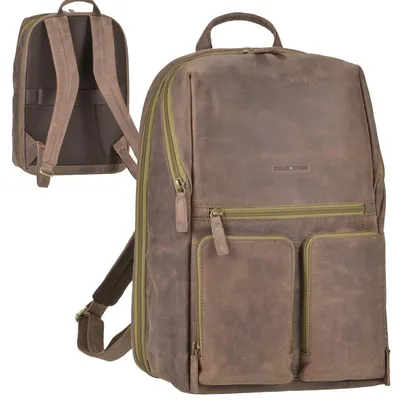 Produktbild von Greenburry Rucksack Leder L Business Notebookrucksack antik braun Damen Herren 1586-25