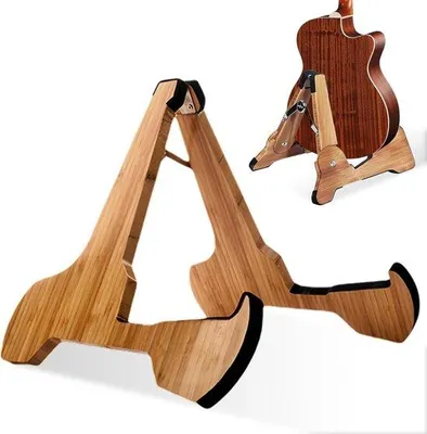 Produktbild von Gitarrenstandart, Instrumentenstandart, Fußbodenabdeckungshalter, akustische Gitarrenstandart, Gitarrenaccessoires, Gitarrenhalter für akustische Gitarren, E-Gitarren und Bassgitarren (Braun)