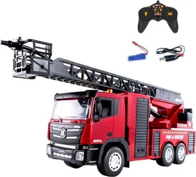 Produktbild von Rc Brandweerwagen 1/18 Grote Afstandsbediening Gesimuleerde Ladder Auto Brandsproeier Lichtaan-lichtuit Waterschakelaar Modellwagen