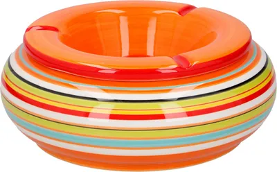 Produktbild von XXL Windaschenbecher Ø ca. 19 cm Orange, Tischaschenbecher, Aschenbecher rund  Sturmaschenbecher mit abnehmbarem Deckel, Sturmaschenbecher