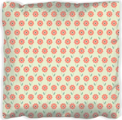 Produktbild von Wallario Premium Kissen, weiche Oberfläche, mit Motiv Muster mit roten Blumen und grünen Blättern, Größe: 40 x 40 cm, mit weißer Rückseite
