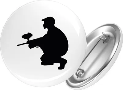 Produktbild von Huuraa Button Paintball Silhouette 59mm rund mit Sicherheitsnadel Ansteckbutton Geschenkidee