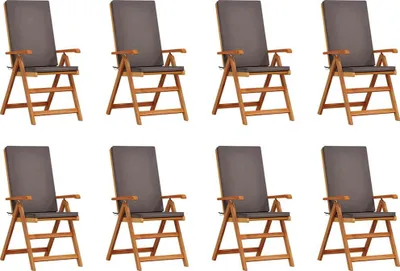 Immagine prodotto di vidaXL Set di 8 sedie da giardino, colore marrone e grigio, in legno massello di teak