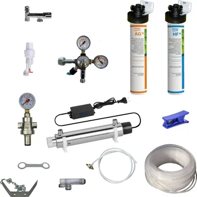 Produktbild von Anschlußpaket Untertisch Wasser Sprudel Tafelwassergerät Ultra Filter & UVC