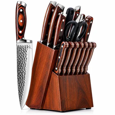 Produktbild von Messerset Küchenmesser 15-teilig Edelstahl Messerblock Messerschärfer Küchenschere Royal Swiss