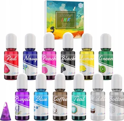 Zdjęcie produktu dla 12 szt. BARWNIK DO ŻYWICY EPOKSYDOWEJ | BARWNIKI ALKOHOL | 12 x 10ml