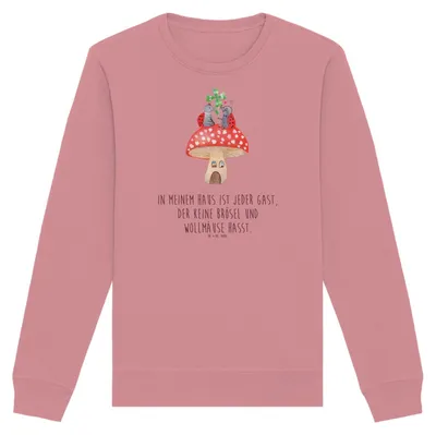 Produktbild von Mr. & Mrs. Panda Bio Baumwoll Pullover Marienkäfer Fliegenpilz Größe XXL - Canyon Pink - Geschenk, Wohnung, Pulli, Nachhaltiger, Sweatshirt, Lustige Sprüche, Sweater