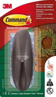 Zdjęcie produktu dla Przezroczysty haczyk 3M Command do powierzchni gładkich 2,2 kg 1 szt.