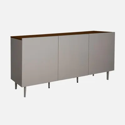 Immagine prodotto di Credenza in metallo e decorazione in legno 3 ante, 150cm, Grigio