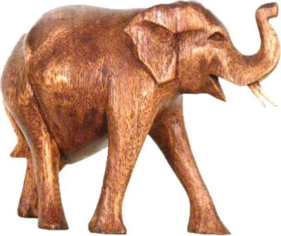 Produktbild von Elefant Holz Figur Skulptur Abstrakt Holzfigur Statue Afrika Asia Glücksbringer Handarbeit Deko, 20 cm
