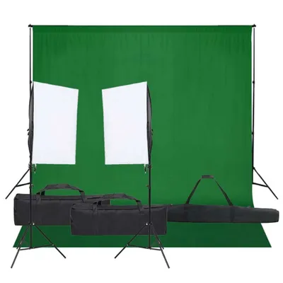 Immagine prodotto di vidaXL Set per studio fotografico con illuminazione e sfondo