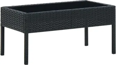 Produktbild von Gartentisch Schwarz 75x40x37 cm Poly Rattan