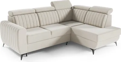 Produktbild von Couch für Wohnzimmer, Samstoff, Ecksofa mit Schlaffunktion und Bettkasten, Schlafsofa, Sofagarnitur, L Sofa Eckcouch L-Form Wohnlandschaft mit Bettfunktion - Ecksofa MOSTA II Beige (Castel 04) - Rechts